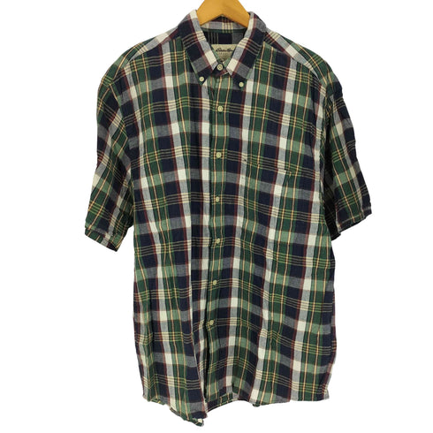 エディーバウアー Eddie Bauer 90-00S 白タグ マドラス チェック B.D S/S シャツ メンズ import:M