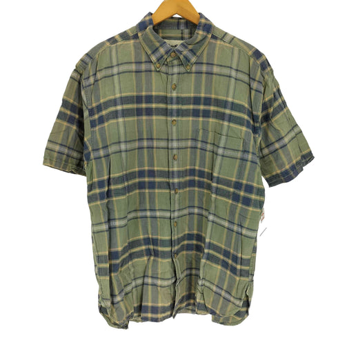 エディーバウアー Eddie Bauer 90-00S 白タグ マドラスチェック B.D S/S シャツ メンズ import:L
