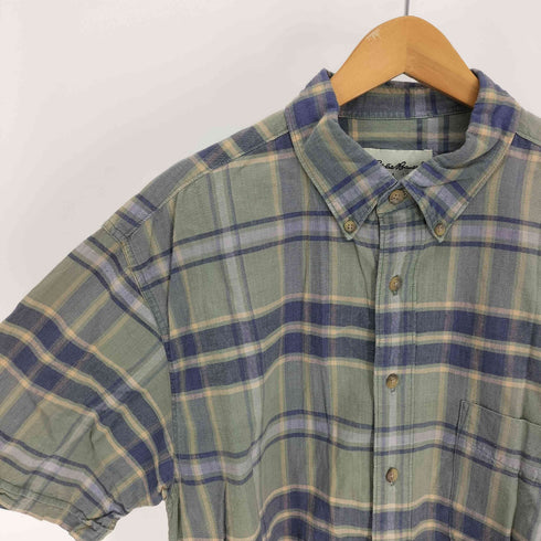 エディーバウアー Eddie Bauer 90-00S 白タグ マドラスチェック B.D S/S シャツ メンズ import:L