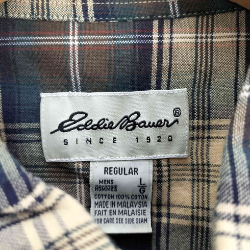 エディーバウアー Eddie Bauer 90-00S 白タグ タータンチェック B.D L/S シャツ メンズ import:L