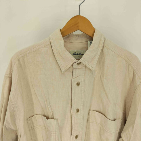 エディーバウアー Eddie Bauer 90-00S メキシコ製 白タグ コットン ツイル L/S シャツ メンズ import:L