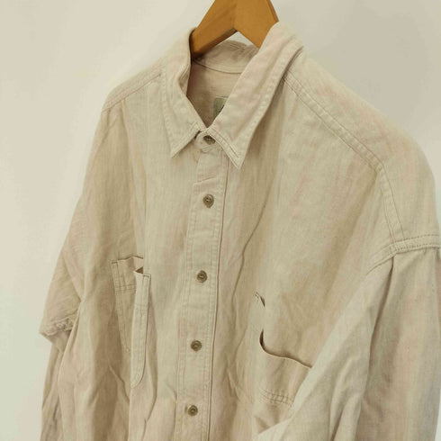 エディーバウアー Eddie Bauer 90-00S メキシコ製 白タグ コットン ツイル L/S シャツ メンズ import:L