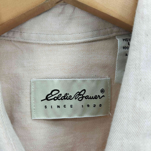 エディーバウアー Eddie Bauer 90-00S メキシコ製 白タグ コットン ツイル L/S シャツ メンズ import:L