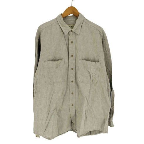 エディーバウアー Eddie Bauer 90-00S メキシコ製 白タグ コットン ツイル L/S シャツ メンズ import:L