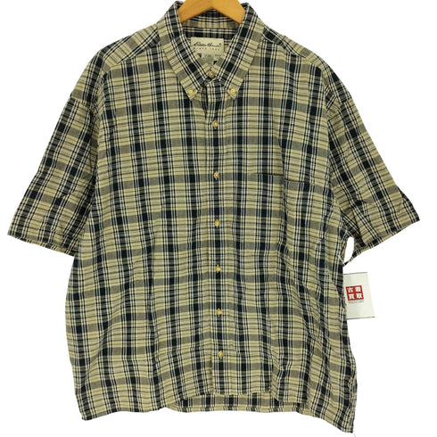 エディーバウアー Eddie Bauer 90-00S 白タグ マドラス チェック B.D S/S シャツ メンズ import:L