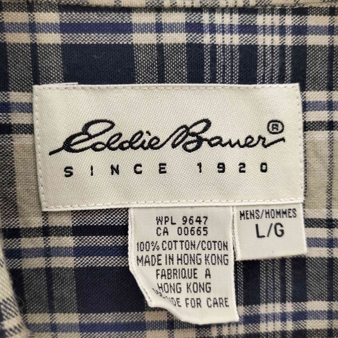 エディーバウアー Eddie Bauer 90-00S 白タグ マドラス チェック B.D S/S シャツ メンズ import:L