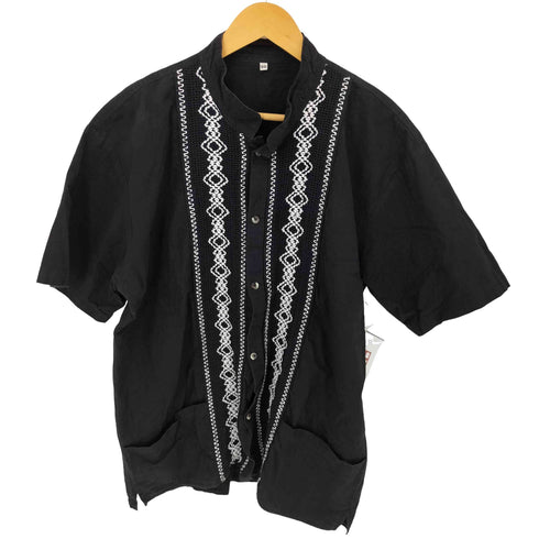 フロントレース装飾 コットン S/S シャツ メンズ