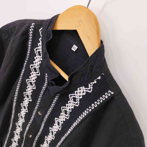 フロントレース装飾 コットン S/S シャツ メンズ