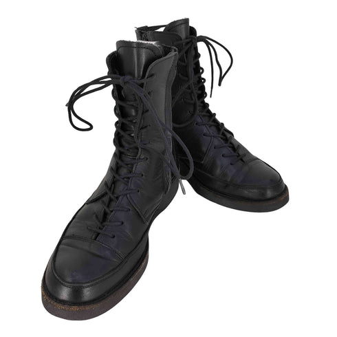 ヨウジヤマモト Yohji Yamamoto サイドジップ レースアップ レザーブーツ レディース 3