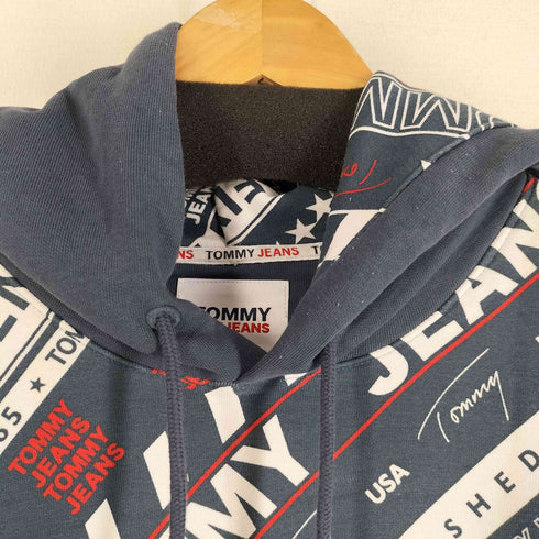 トミージーンズ tommy jeans 総柄 ロゴ プルオーバーパーカー フーディ メンズ import:S