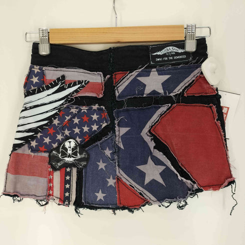ASHBA SWAS Flag Punk Mini Skirt フラッグ スカル パッチワーク パンク ミニ スカート レディース