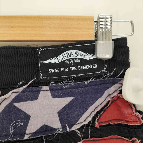 ASHBA SWAS Flag Punk Mini Skirt フラッグ スカル パッチワーク パンク ミニ スカート レディース