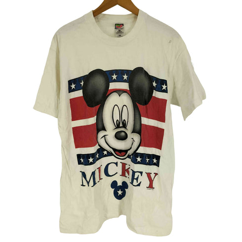 90S USA製 星条旗 フロント キャラクター プリント S/S Tシャツ シングルステッチ メンズ import:XL