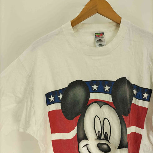 90S USA製 星条旗 フロント キャラクター プリント S/S Tシャツ シングルステッチ メンズ import:XL
