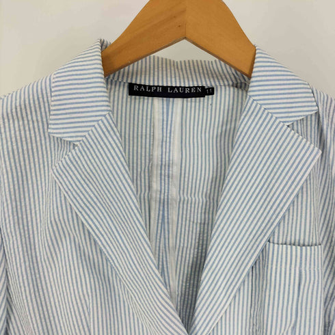 ラルフローレン RALPH LAUREN 2B ストライプ シアサッカー テーラード ジャケット レディース 11