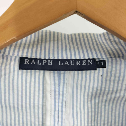 ラルフローレン RALPH LAUREN 2B ストライプ シアサッカー テーラード ジャケット レディース 11