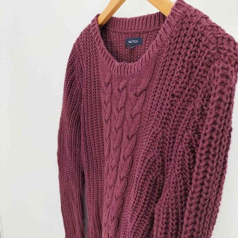 ノーティカ NAUTICA コットン アクリル ローゲージ ケーブル ニット セーター メンズ import:M