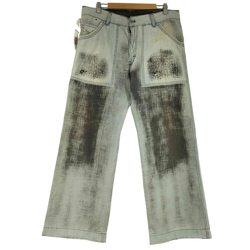 ディーゼル DIESEL ステインプリント ワイドベイカーパンツ メンズ 32