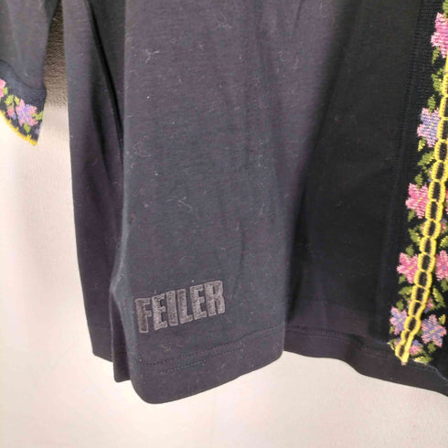 フェイラー FEILER Vネック花柄七分袖デザインカットソー レディース LL
