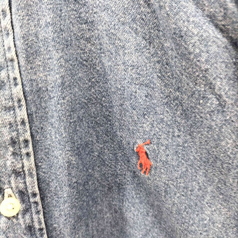 ラルフローレン RALPH LAUREN スモールポニー刺繍L/Sボタンダウンデニムシャツ メンズ import:XL