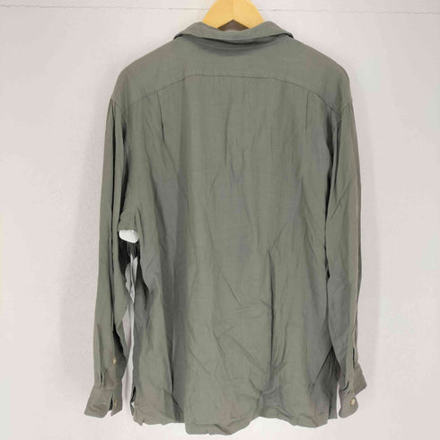 ポロバイラルフローレン Polo by RALPH LAUREN 90s USA製 フラップポケット オープンカラー レーヨンギャバ長袖シャツ メンズ M