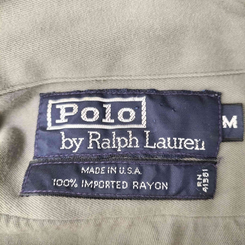 ポロバイラルフローレン Polo by RALPH LAUREN 90s USA製 フラップポケット オープンカラー レーヨンギャバ長袖シャツ メンズ M