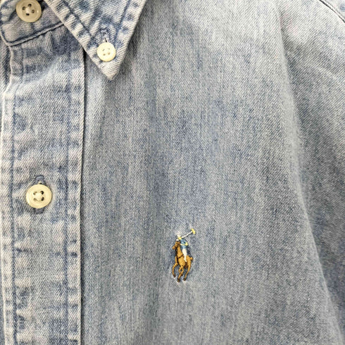 ポロバイラルフローレン Polo by RALPH LAUREN スモールポニー刺繍L/Sボタンダウンデニムシャツ メンズ import:M