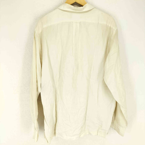 ポロバイラルフローレン Polo by RALPH LAUREN 90s リネン61 シルク39 紺裾ポニー オープンカラー 長袖シャツ メンズ import:L