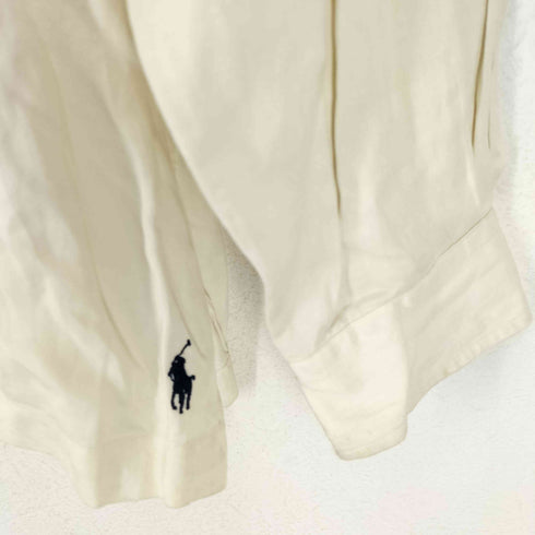 ポロバイラルフローレン Polo by RALPH LAUREN 90s リネン61 シルク39 紺裾ポニー オープンカラー 長袖シャツ メンズ import:L
