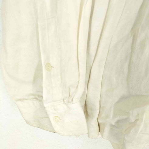 ポロバイラルフローレン Polo by RALPH LAUREN 90s リネン61 シルク39 紺裾ポニー オープンカラー 長袖シャツ メンズ import:L