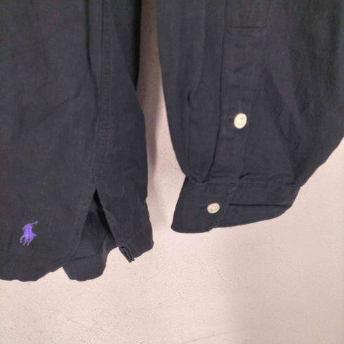 ポロバイラルフローレン Polo by RALPH LAUREN 90s リネン61 シルク39 紫裾ポニー オープンカラー 長袖シャツ メンズ import:XL