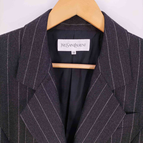 イヴサンローラン Yves Saint Laurent ストライプ ウール 1B テーラードジャケット スカート セットアップ レディース 上38 / 下36