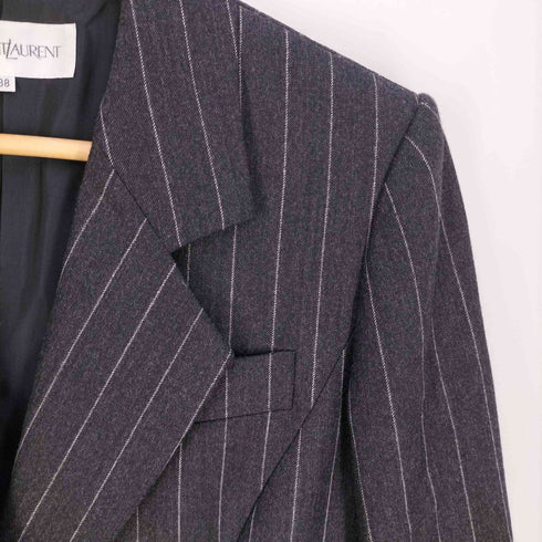 イヴサンローラン Yves Saint Laurent ストライプ ウール 1B テーラードジャケット スカート セットアップ レディース 上38 / 下36
