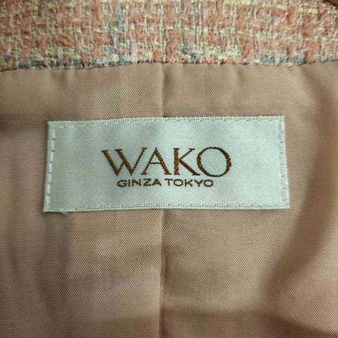 ワコー WAKO シルク混 ノーカラー ツイードジャケット スカート セットアップ レディース 9