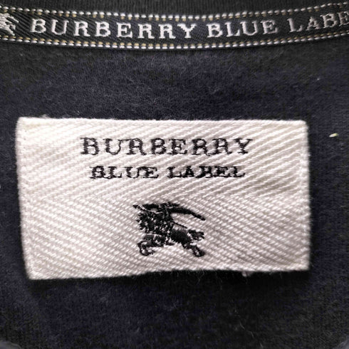 バーバリーブルーレーベル BURBERRY BLUE LABEL ロゴ刺繍 ボーダーポロシャツ レディース JPN:38