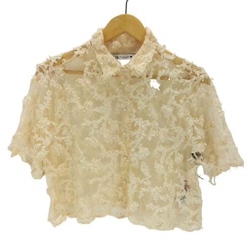 ザラ ZARA セミシアー テクスチャーシャツ レディース import:L
