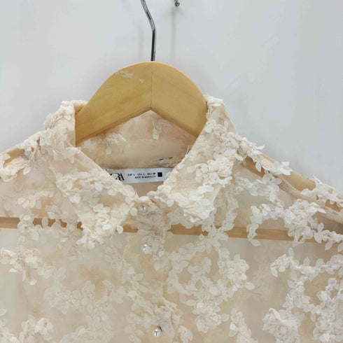 ザラ ZARA セミシアー テクスチャーシャツ レディース import:L