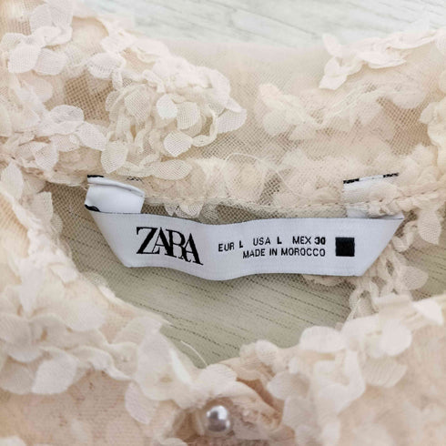 ザラ ZARA セミシアー テクスチャーシャツ レディース import:L