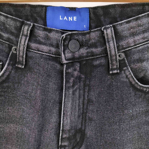 LANE ブラック フレア デニムパンツ レディース 1