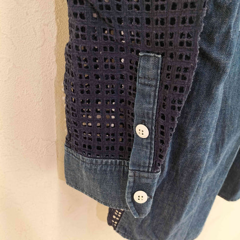ブルーレーベルクレストブリッジ BLUE LABEL CRESTBRIDGE ドッキングメッシュデニムシャツ レディース 38