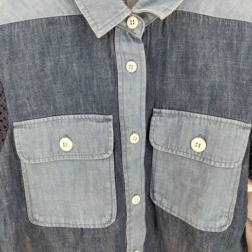 ブルーレーベルクレストブリッジ BLUE LABEL CRESTBRIDGE ドッキングメッシュデニムシャツ レディース 38