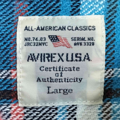 アヴィレックス AVIREX デイリーウェア コットン チェック フランネルシャツ メンズ JPN:L