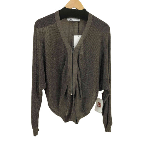 ザラ ZARA メタリックスレッドニットカーディガン レディース import:M