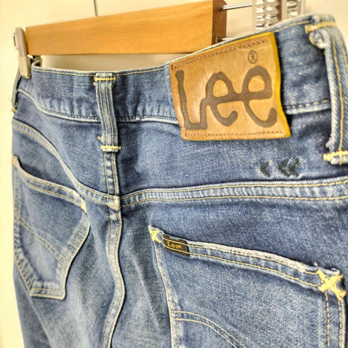 リー Lee PRE ORGANIC COTTON ロゴ 型押し パッチ イエローステッチ ジップフライ スリム デニム パンツ レディース JPN:M