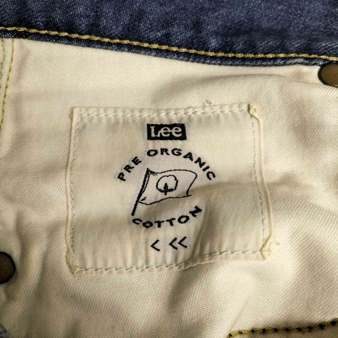 リー Lee PRE ORGANIC COTTON ロゴ 型押し パッチ イエローステッチ ジップフライ スリム デニム パンツ レディース JPN:M