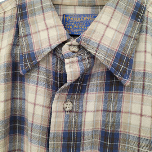 ペンドルトン PENDLETON 70S MADE IN USA ウールチェックシャツ メンズ JPN:L