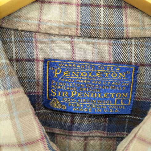 ペンドルトン PENDLETON 70S MADE IN USA ウールチェックシャツ メンズ JPN:L