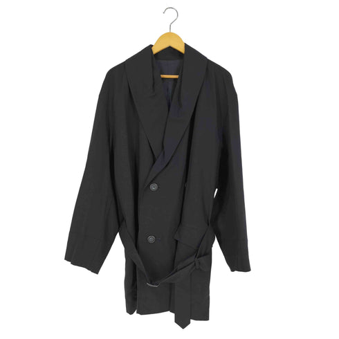 イッセイミヤケメン ISSEY MIYAKE MEN 80s 筆タグ 襟折り返しデザイン ウール ベルテッド ダブルブレスト テーラードジャケット メンズ JPN:L