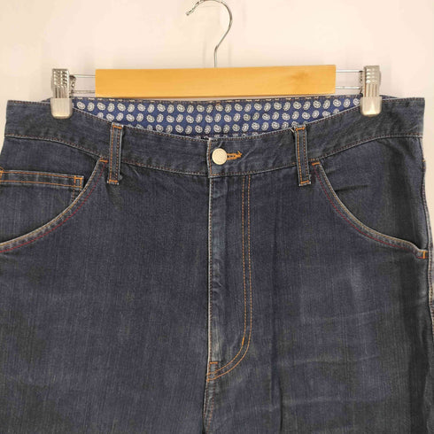 コムデギャルソンオム COMME des GARCONS HOMME ウエスト裏ペイズリー カラーステッチ ワイドテーパード デニムパンツ メンズ JPN:L