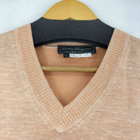 サルヴァトーレフェラガモ Salvatore Ferragamo シルクリネン混Vネックセーター メンズ import:L
